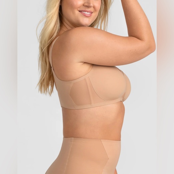 NEW Honeylove Crossover Bra Seamless Padded Mesh Sand 1X 40C/D NWOT - Picture 2 of 6